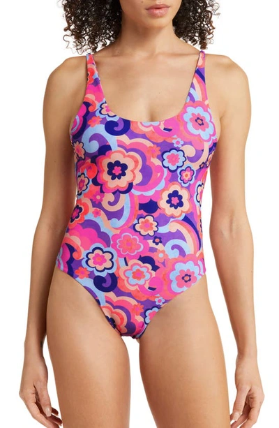 Kulani Kinis Floral Cheeky One-piece Swimsuit In Tipsy Dip