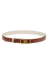 FERRAGAMO SQUARE DOUBLE GANCIO REVERSIBLE LEATHER BELT