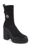 Moncler Splora Leather And Rubber-trimmed Ribbed Stretch-knit Ankle Boots In Black