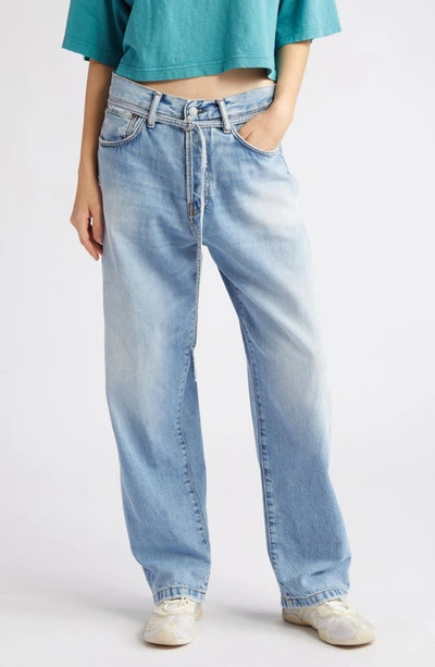 Acne Studios 1991 Toj Distressed High Waist Loose Fit Jeans In Blue