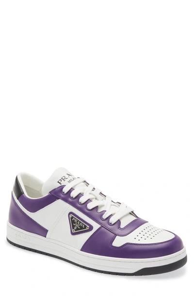 Prada Downtown Logo Low Top Sneaker In Purple