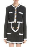 Balmain Long-sleeve Button-fastening Cardigan In Ehq Black Multi