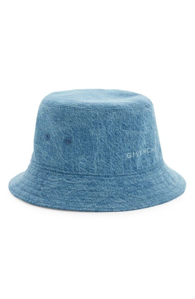 Givenchy Washed Denim Bucket Hat In 420 Medium Blue