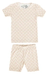 Copper Pearl Babies'  Kids' Hunnie Print Fitted Two-piece Short Pajamas In Light/ Pastel Orange