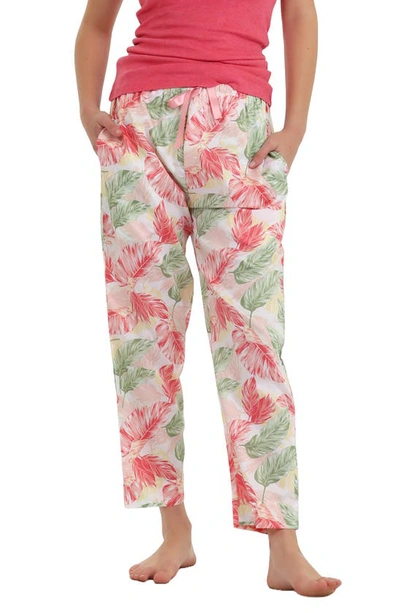 Papinelle Faye Floral Print Cotton Sateen Pajama Pants In Faye Palm