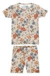 COPPER PEARL KIDS' EDEN FLORAL PRINT FITTED TWO-PIECE SHORT PAJAMAS