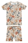 Copper Pearl Kids' Eden Floral Print Fitted Two-piece Short Pajamas In Beige Multi