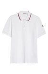 Moncler Tipped Logo Embossed Cotton Piqué Polo In White