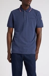 Moncler Men's Archivio Pique Tipped-collar Polo Shirt In Navy