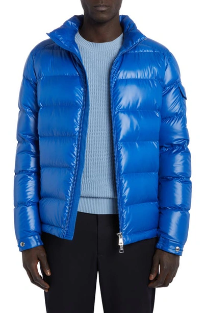 Moncler Bourne Quilted Recycled Polyester Puffer Jacket In Blue