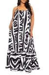 Buxom Couture Animal Print Flutter Hem Jumpsuit In Black
