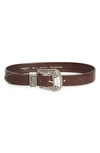 Golden Goose 45mm Embossed Leather Belt In Dark Brown