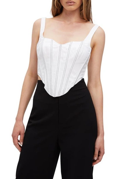 Bardot Linen Corset Top In Orchid White