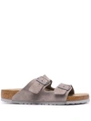 Birkenstock Arizona Soft Footbed Sandals In Suede \ Stone Coin