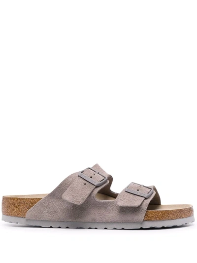 Birkenstock Arizona Soft Footbed Sandals In Suede \ Stone Coin