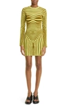Jean Paul Gaultier The Body Morphing Knitted Minidress In Green