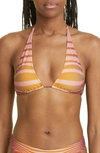 Jean Paul Gaultier Morphing Stripe Halter Bikini Top In Red/ Orange