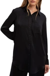 Bardot Lena Satin Button-up Shirt In Black