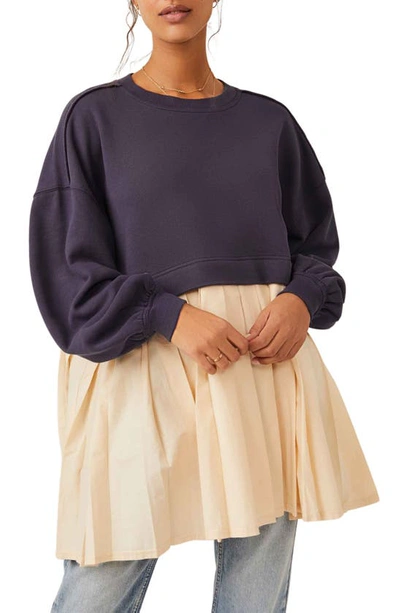 Free People Eleanor Layered Sweatshirt Minidress In Tempest Combo