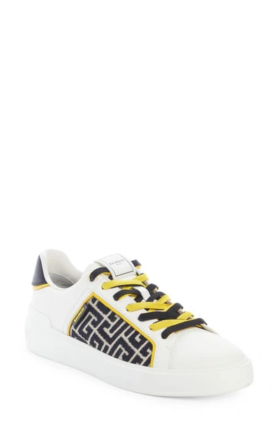 Balmain Men's White/grey/yellow Sneakers For Fall/winter 2024