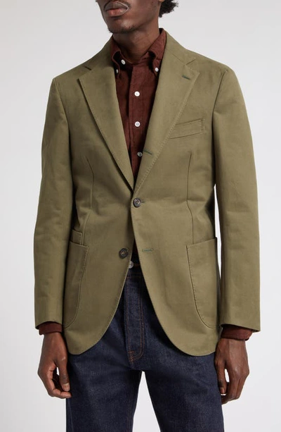 Drake's Cotton Drill Sport Coat In Lovat