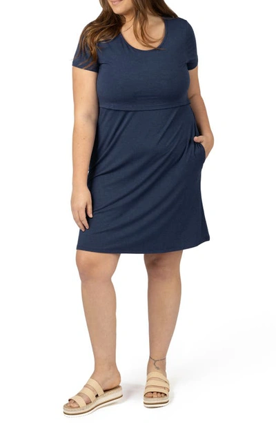 Kindred Bravely Women's Eleanora Plus Size Maternity & Nursing Lounge Dress In Navy Heather