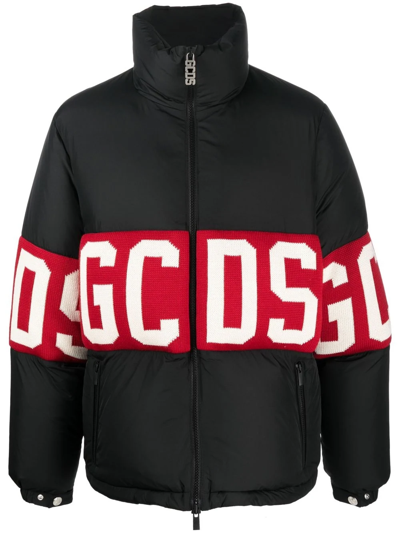 Gcds Logo-print Feather-down Jacket In Black