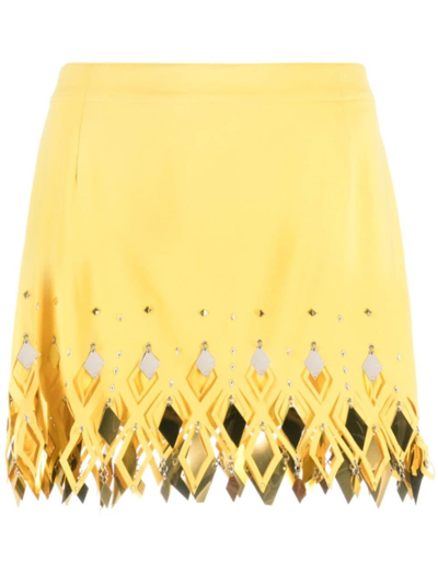 Rabanne Diamond-hued Sequin Skirt In Yellow & Orange