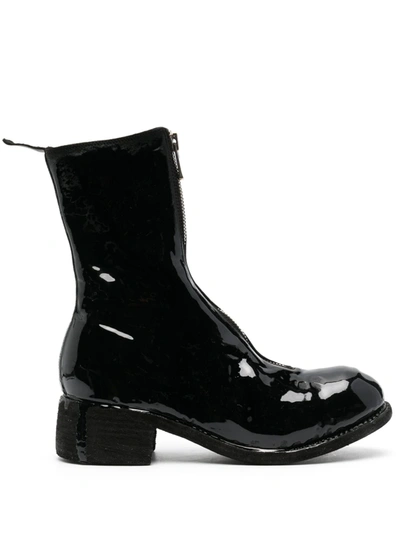 Guidi Laminated Leather Boots In Black
