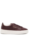 SANTONI LOGO-PRINT LEATHER LOW-TOP SNEAKERS