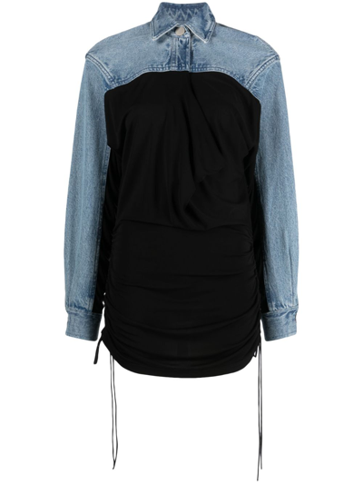 Christopher Esber Denim-trimmed Top In Blue