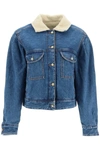 Blazé Milano Blaze Milano 'shire Sapphire' Denim Jacket With Teddy Fleece Lining In Blue