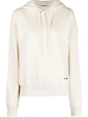 Jil Sander Logo-patch Drawstring Hoodie In Beige