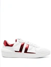 Lanvin Leather Sneakers With Rubber Sole And Metallic Heel In White