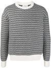Lanvin Chevron-motif Jumper In Black/ecru