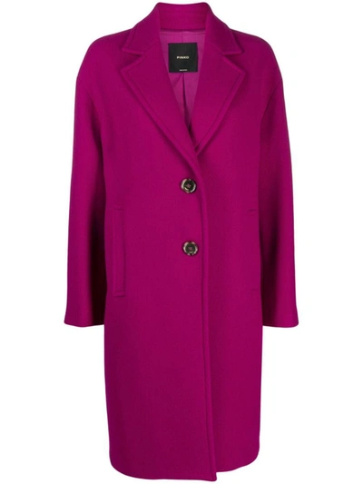 Pinko Single-breasted Virgin Wool-blend Coat In Purple
