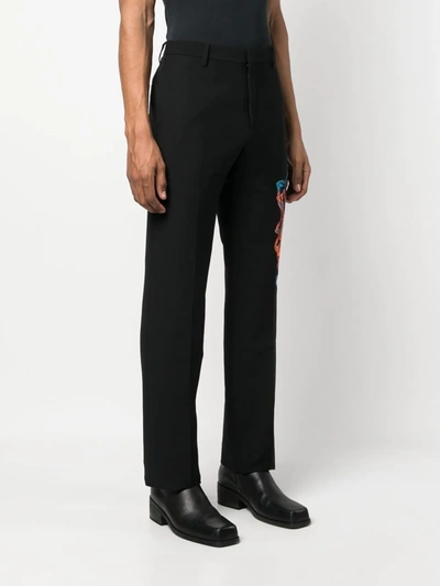 Off-white Graf Coupe' Slim-fit Embroidered Wool-blend Suit Trousers In Black