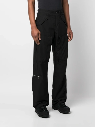 Palm Angels Straight Leg Cargo Trousers In 1010 Black Black