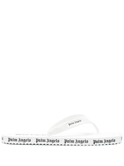 Palm Angels Logo-print Flip Flops In 0110 White Black
