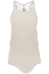 Rick Owens Ribbed Tank Top With Olympic Neckline In Pearl (khaki)