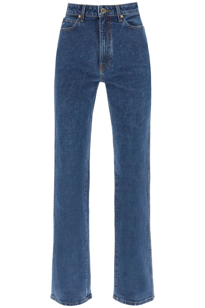 Khaite Danielle High Rise Straight Jeans In Montgomery Stretch (blue)