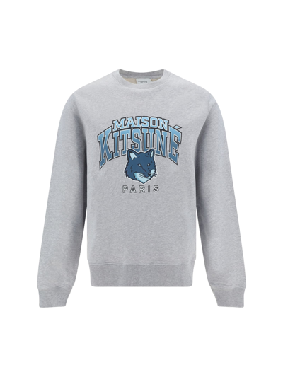 Maison Kitsuné Maison Kitsune Crew Neck Sweatshirt With Campus Fox Print In Gray