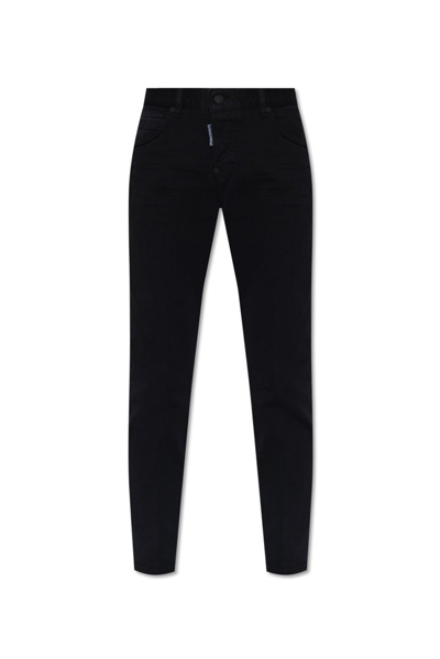Dsquared2 Logo Patch Tapered Leg Jeans In Black