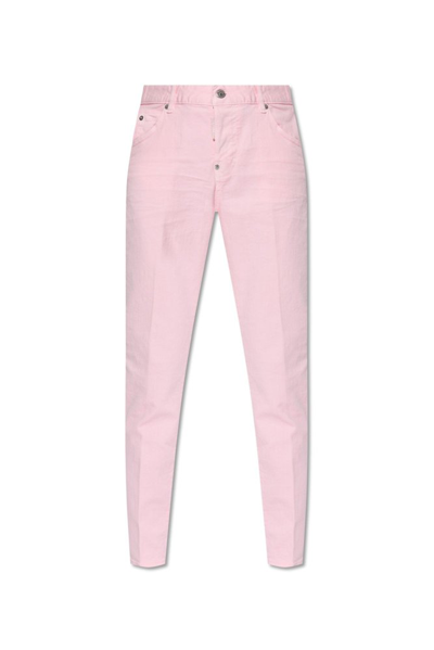 Dsquared2 Logo Patch Tapered Leg Jeans In Pink