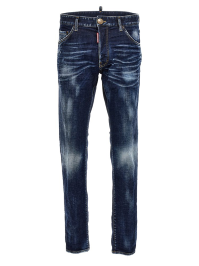 Dsquared2 Logo Patch Slim Fit Jeans In Blue