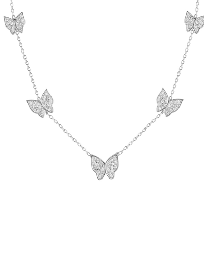 Sphera Milano Plated Graduated Butterfly Charm Necklace