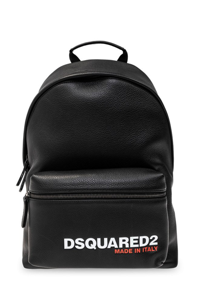Dsquared2 Logo Printed Zipped Backpack In Nero