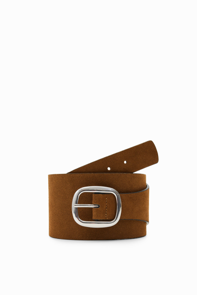 Desigual Split-leather Belt In Brown