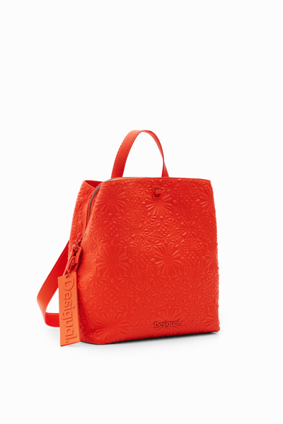 Desigual Small Geometric Embossed Backpack In Orange | ModeSens display picture 3
