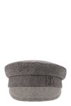 Ruslan Baginskiy Structured Grey Baker Boy Hat With Embellished Emblem In Grey